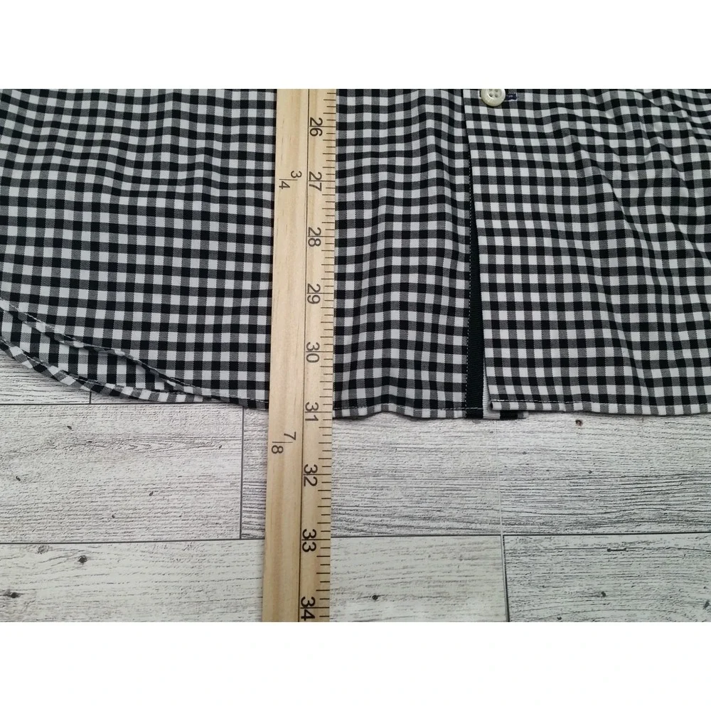 Banana Republic Button Down Plaid Shirt Dress Slim Fit Non Iron Long Sleeve Sz L
